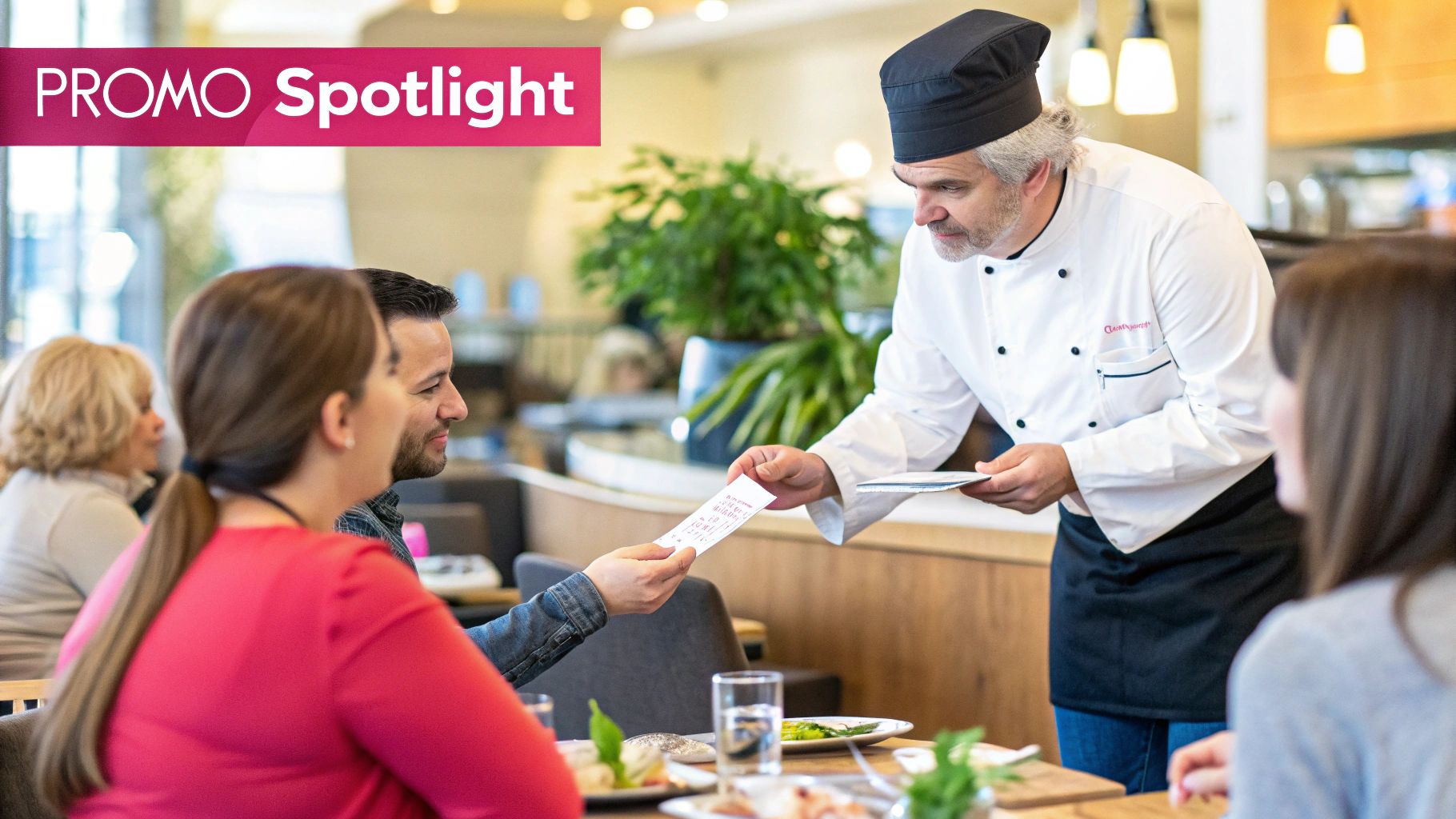 Image of people using their phones around a restaurant table