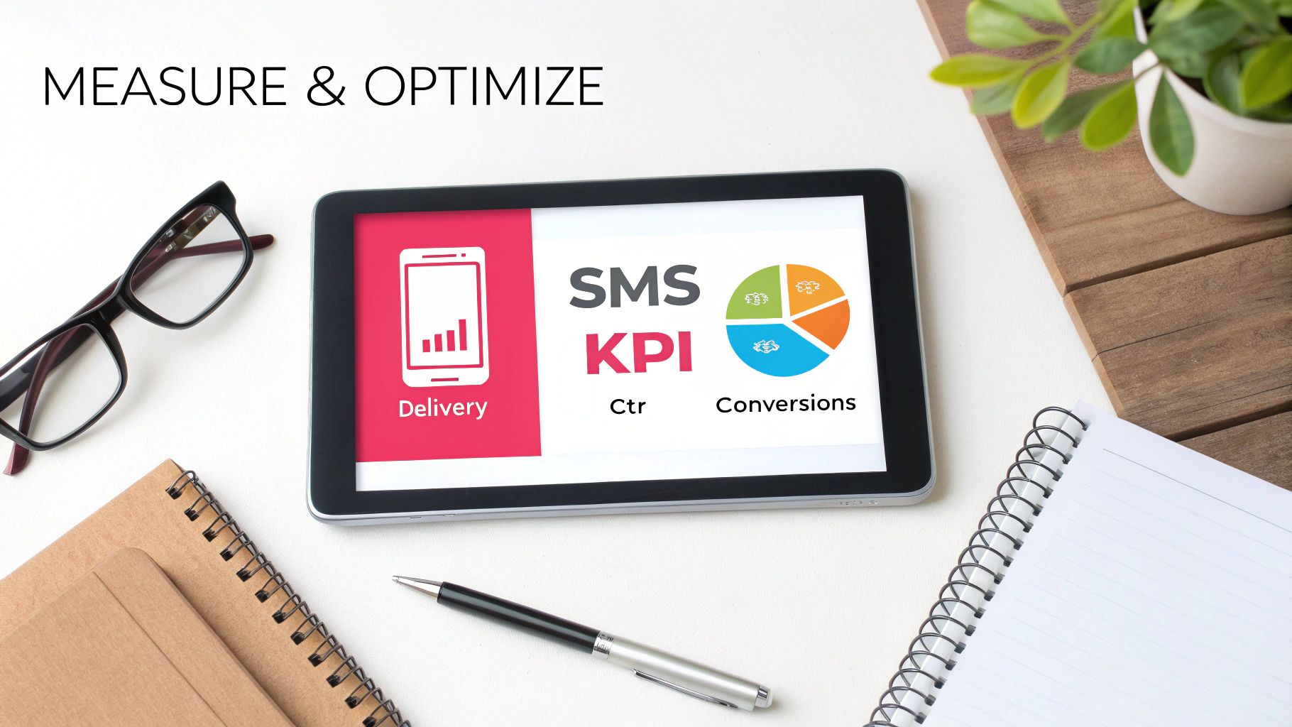 A dashboard showing SMS analytics like click-through rates and conversion rates.