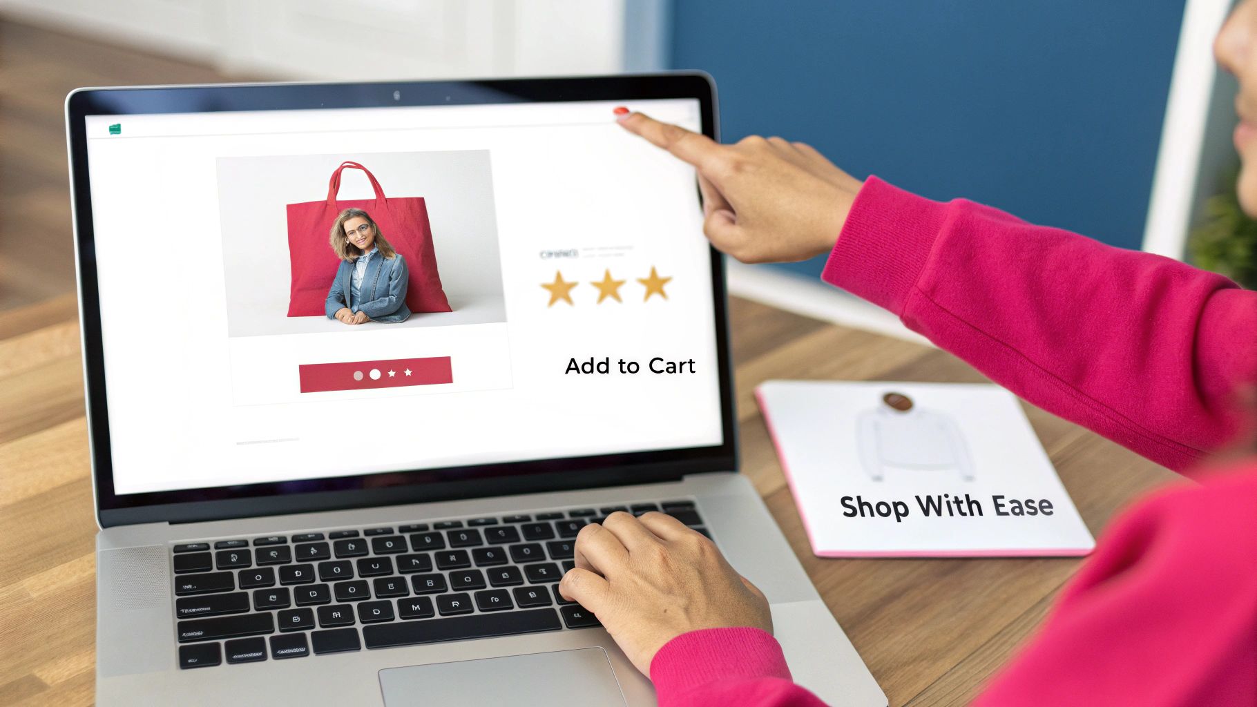 A smartphone displaying an e-commerce website with a fast-loading interface, surrounded by shopping icons.