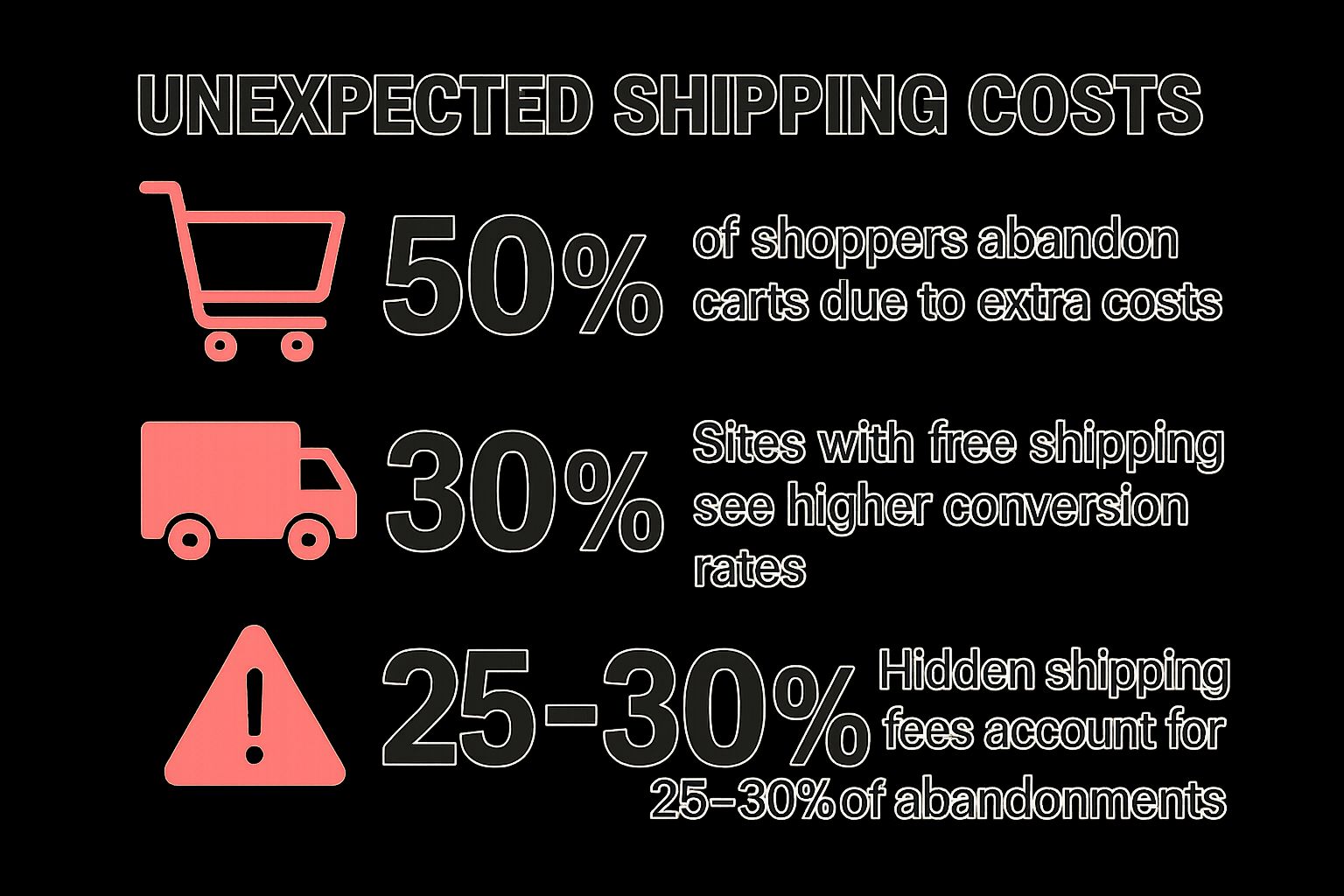 Infographic showing key data about Unexpected Shipping Costs
