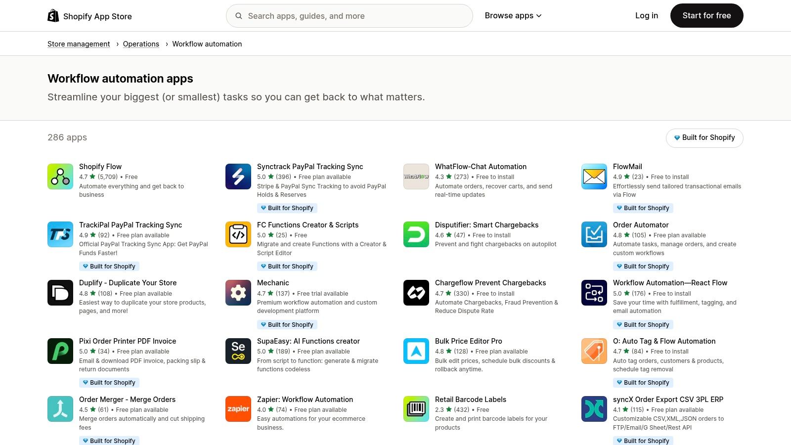Shopify App Store – Workflow Automation Apps