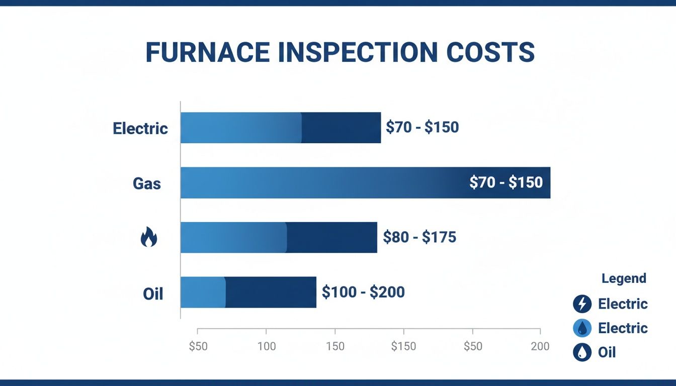 Bar chart displaying furnace inspection costs for electric, gas, flame, and oil furnaces.