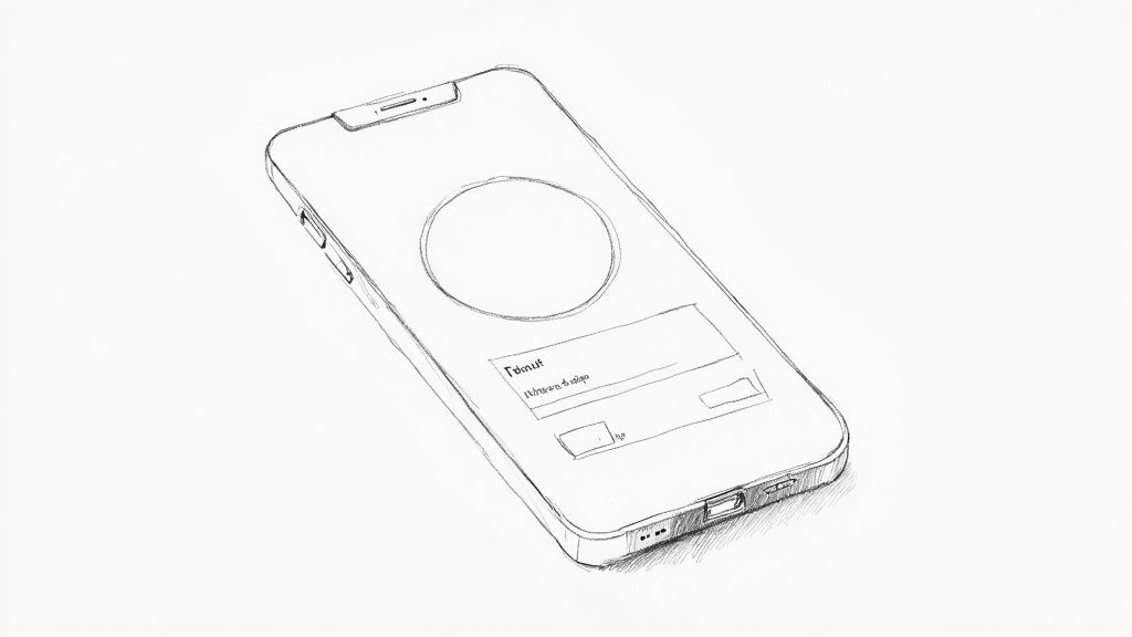 An overhead view of a smartphone screen showing a well-designed ecommerce product page with high-quality images and clear calls to action.