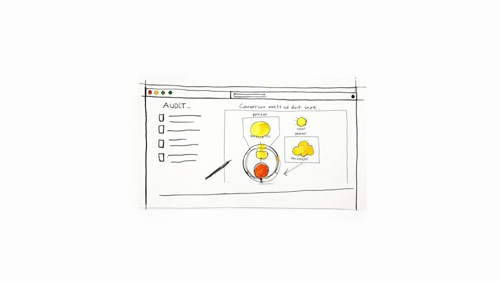 A person analyzing charts and graphs on a computer screen, representing a website audit.