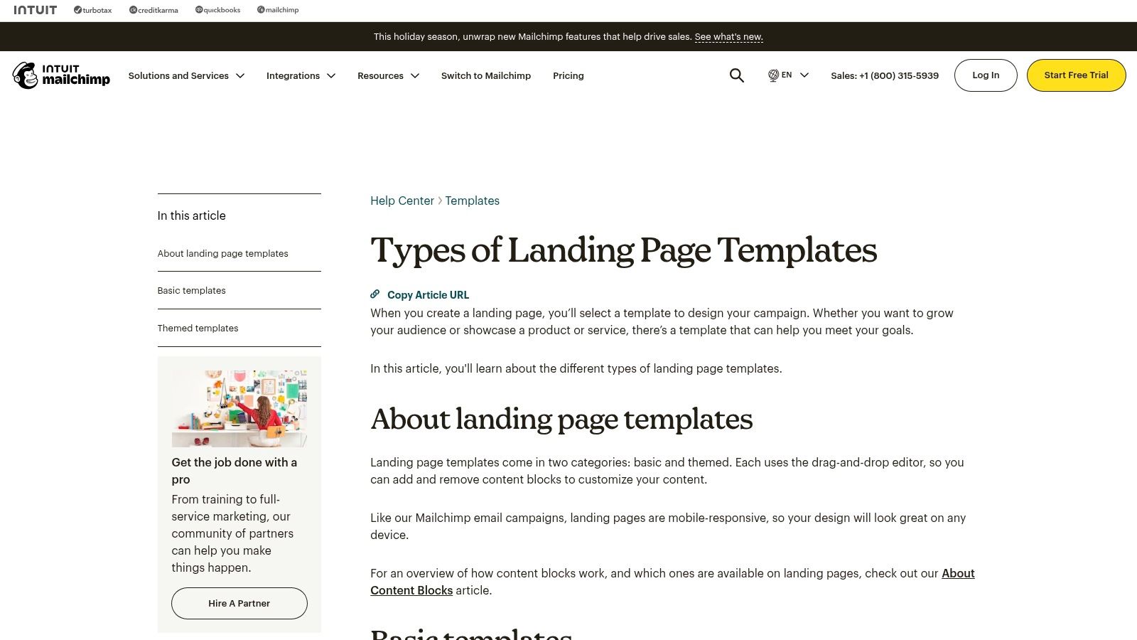 Mailchimp (Landing Page Templates)