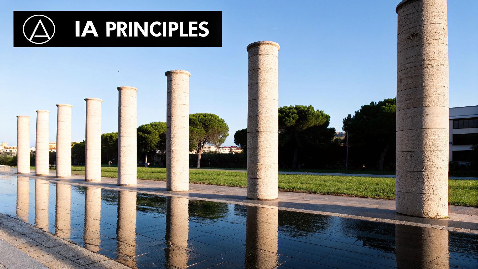 Diagram showing eight interconnected principles of information architecture