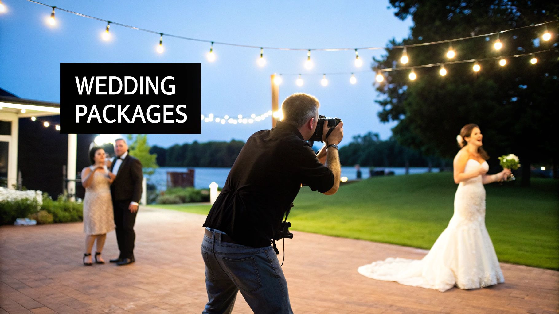 A newly married couple sharing a happy moment during their outdoor wedding ceremony.