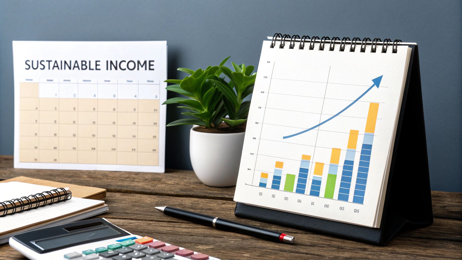 A freelancer working on a laptop in a bright, modern cafe, looking focused and successful.