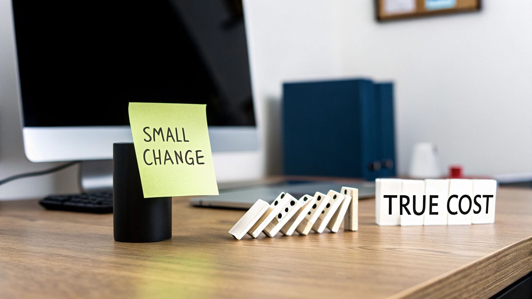 A team collaborating around a table, illustrating the complexities of project planning and avoiding scope creep