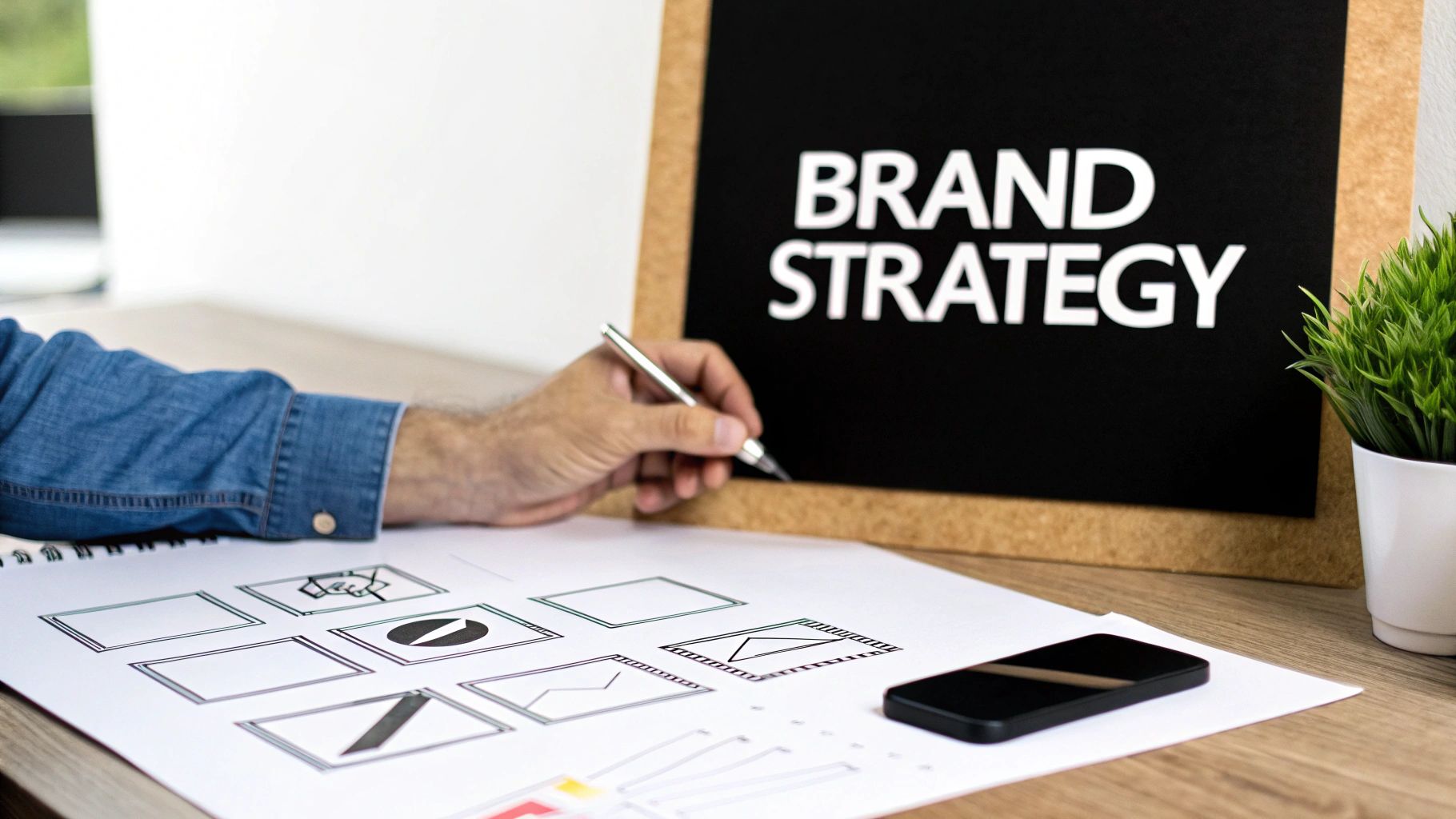 Person sketching logo ideas on a tablet with a stylus