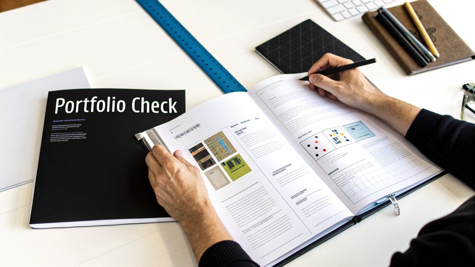 A close-up shot of two people reviewing and signing a freelance contract on a wooden table.