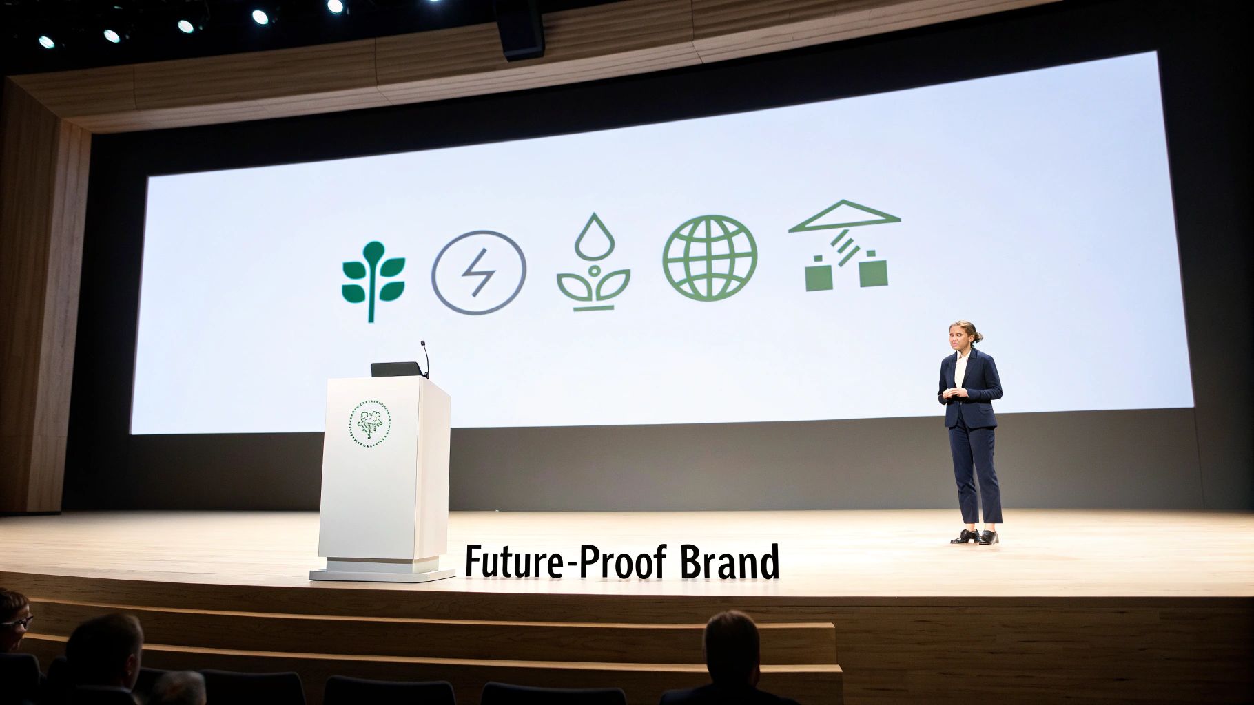 A vibrant image showing a lightbulb made of recycled materials, symbolizing sustainable innovation in rebranding.