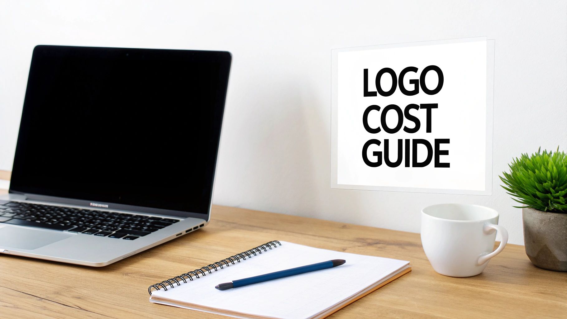 A designer sketching logo ideas on a tablet, surrounded by coffee and design tools.