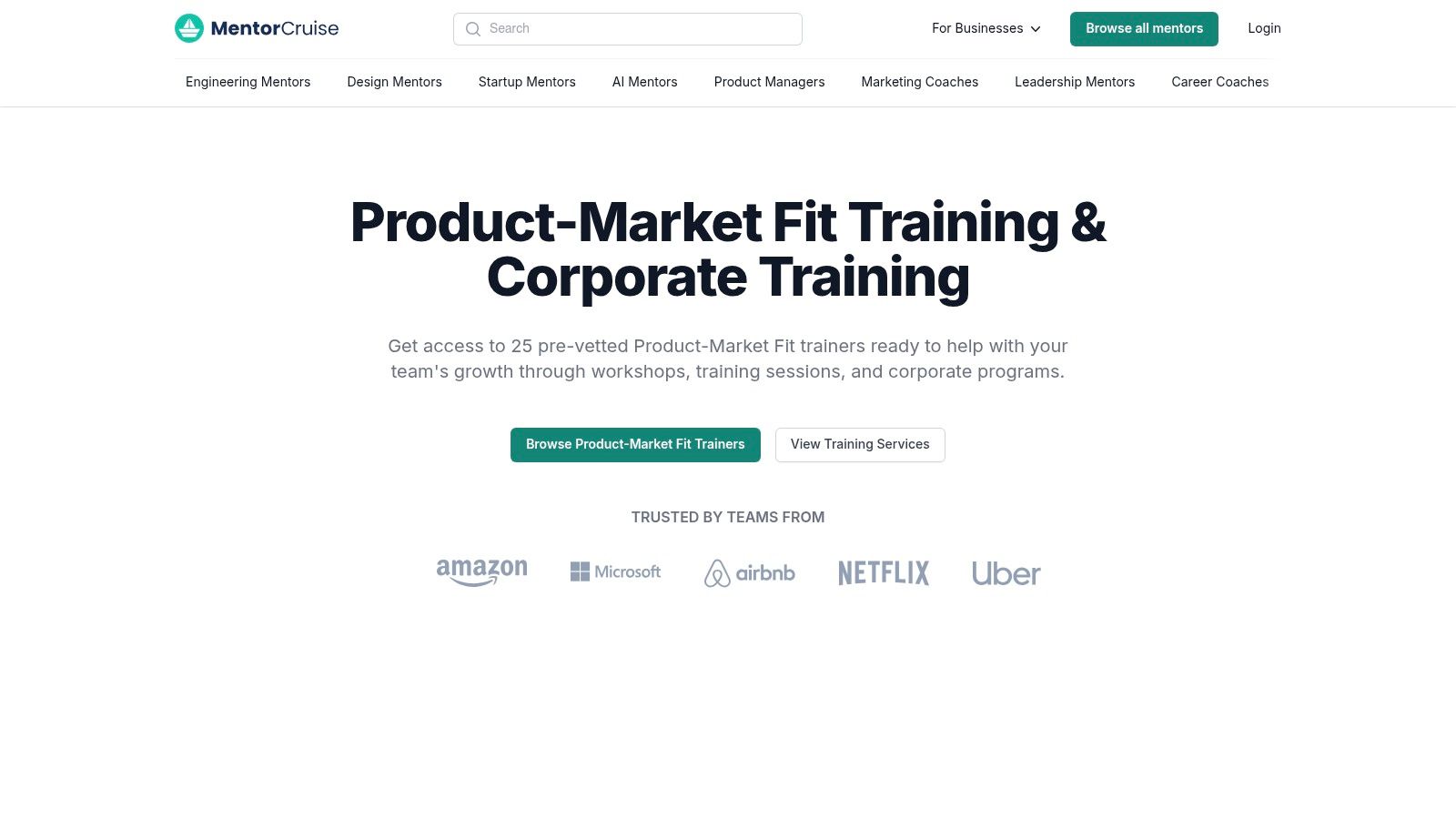 MentorCruise: Product-Market Fit Training Programs