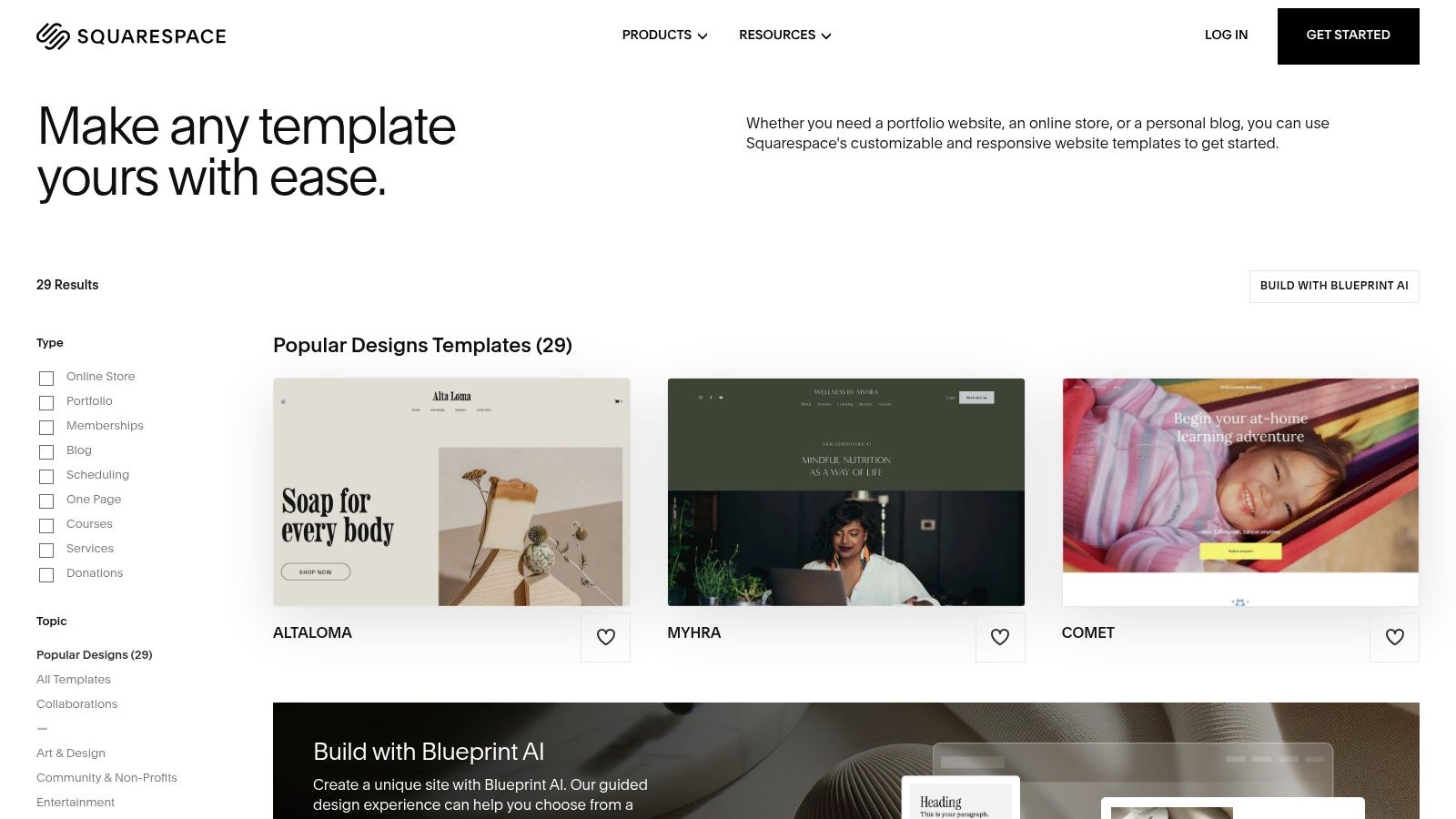 Squarespace (Portfolio Templates)