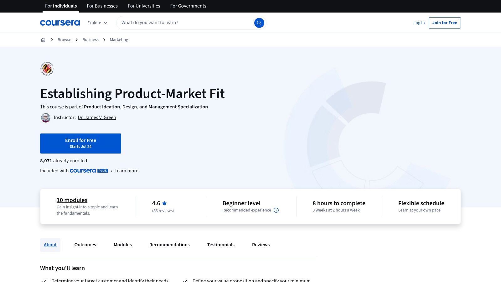 Coursera: "Establishing Product-Market Fit" Course