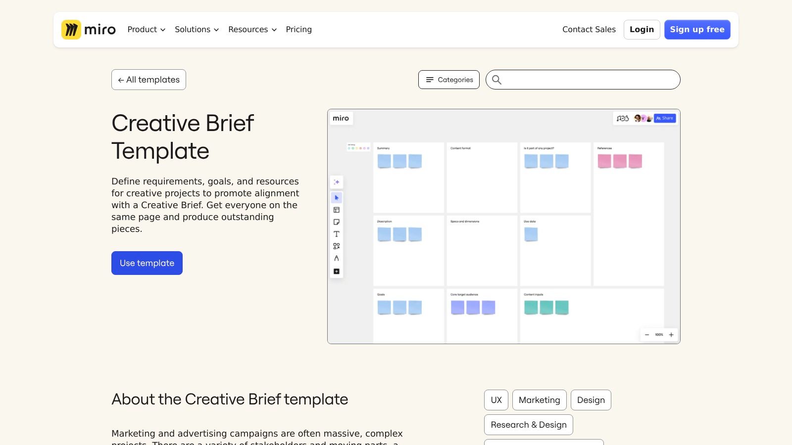 Miro Creative Brief Template