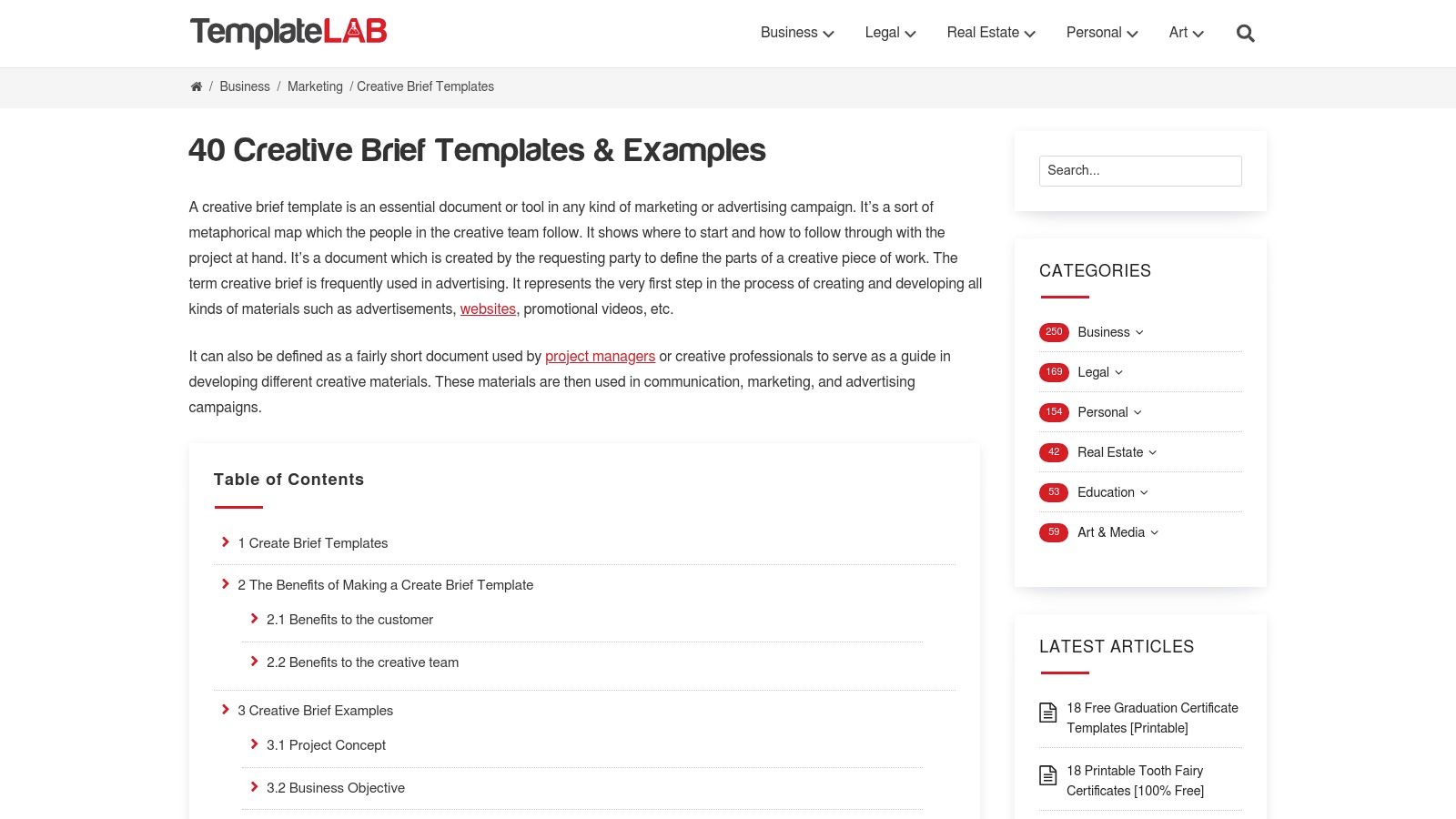 Template Lab Creative Brief Template