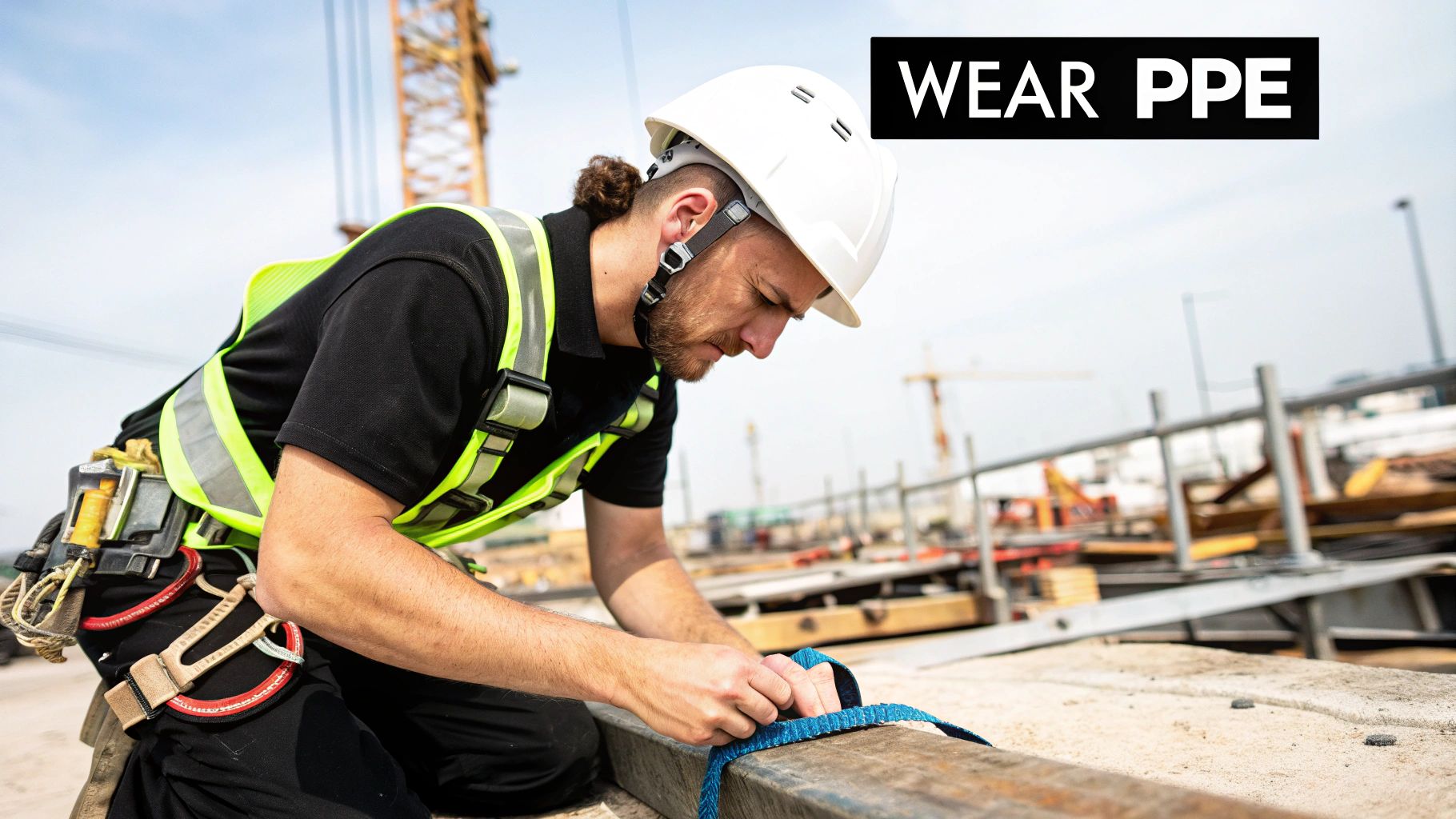 A diverse team of workers engaging in a hands-on safety training session.
