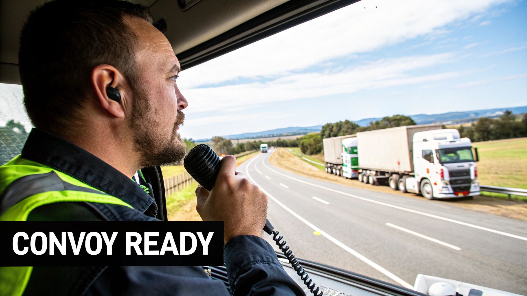 A truck on a New Zealand highway, showcasing a typical environment for the Midland Pro M5.