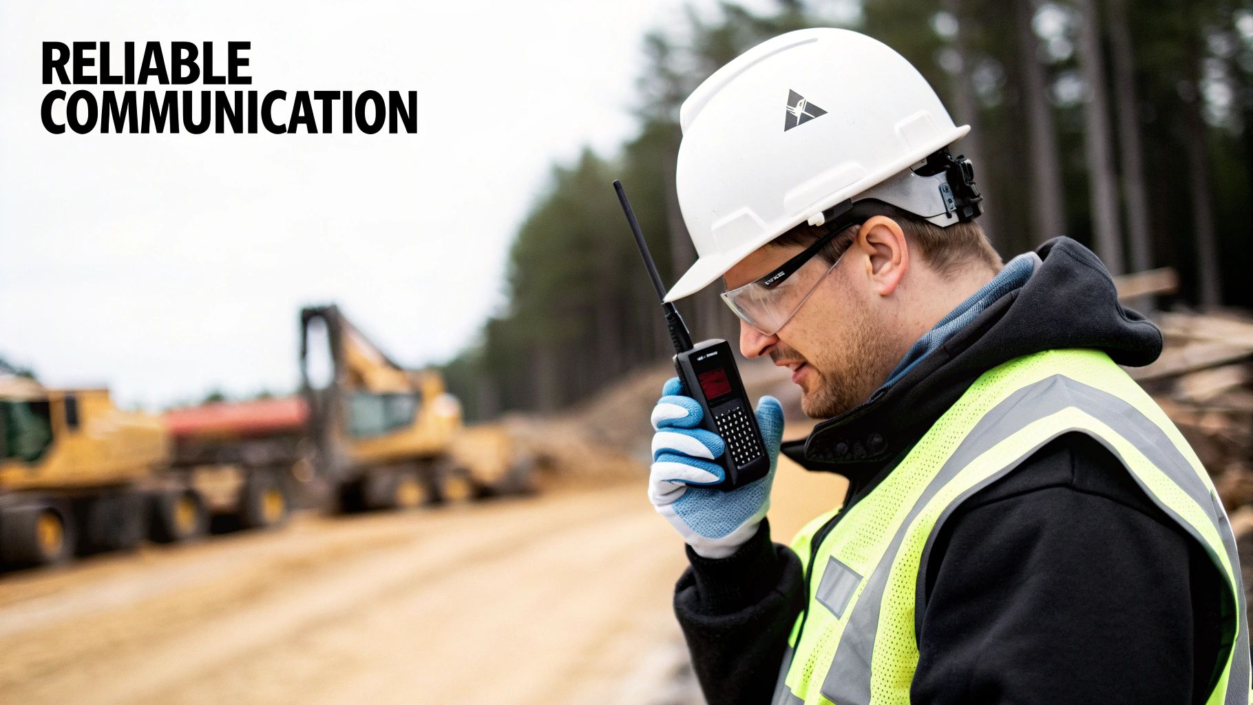 A team using Motorola R series radios on a busy worksite.