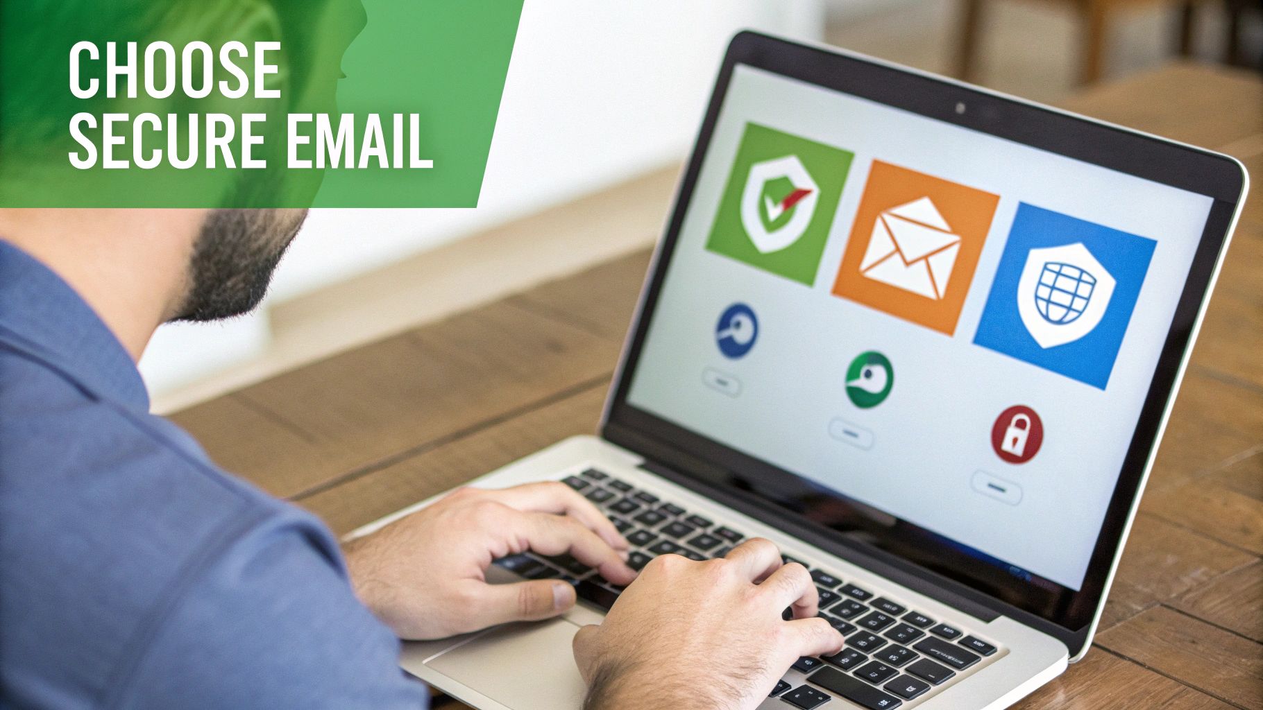 A person comparing different email platforms on a laptop screen, symbolizing the selection process.