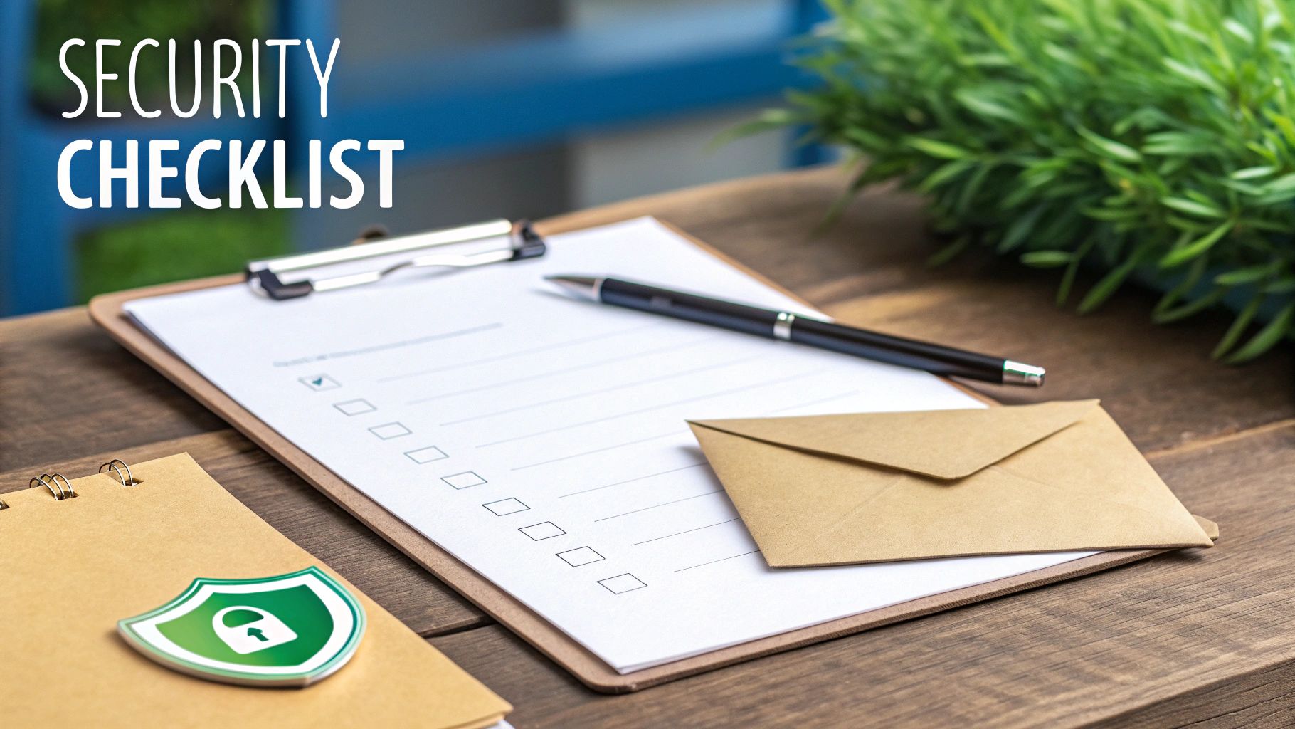 A security checklist on a clipboard with a lock icon, symbolizing enhanced email security measures.