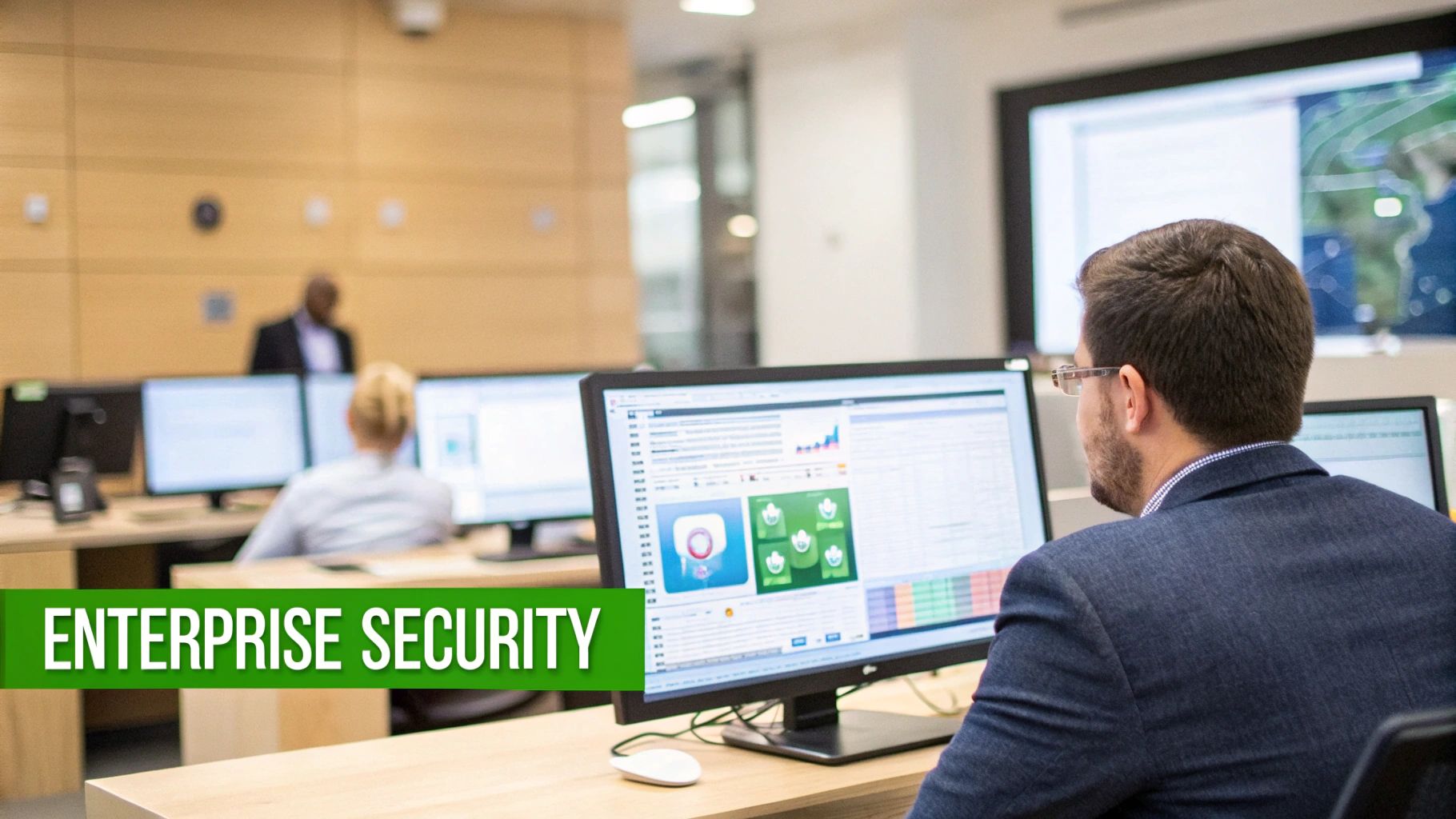 A highly secure data center server room, illustrating enterprise-level infrastructure and security.