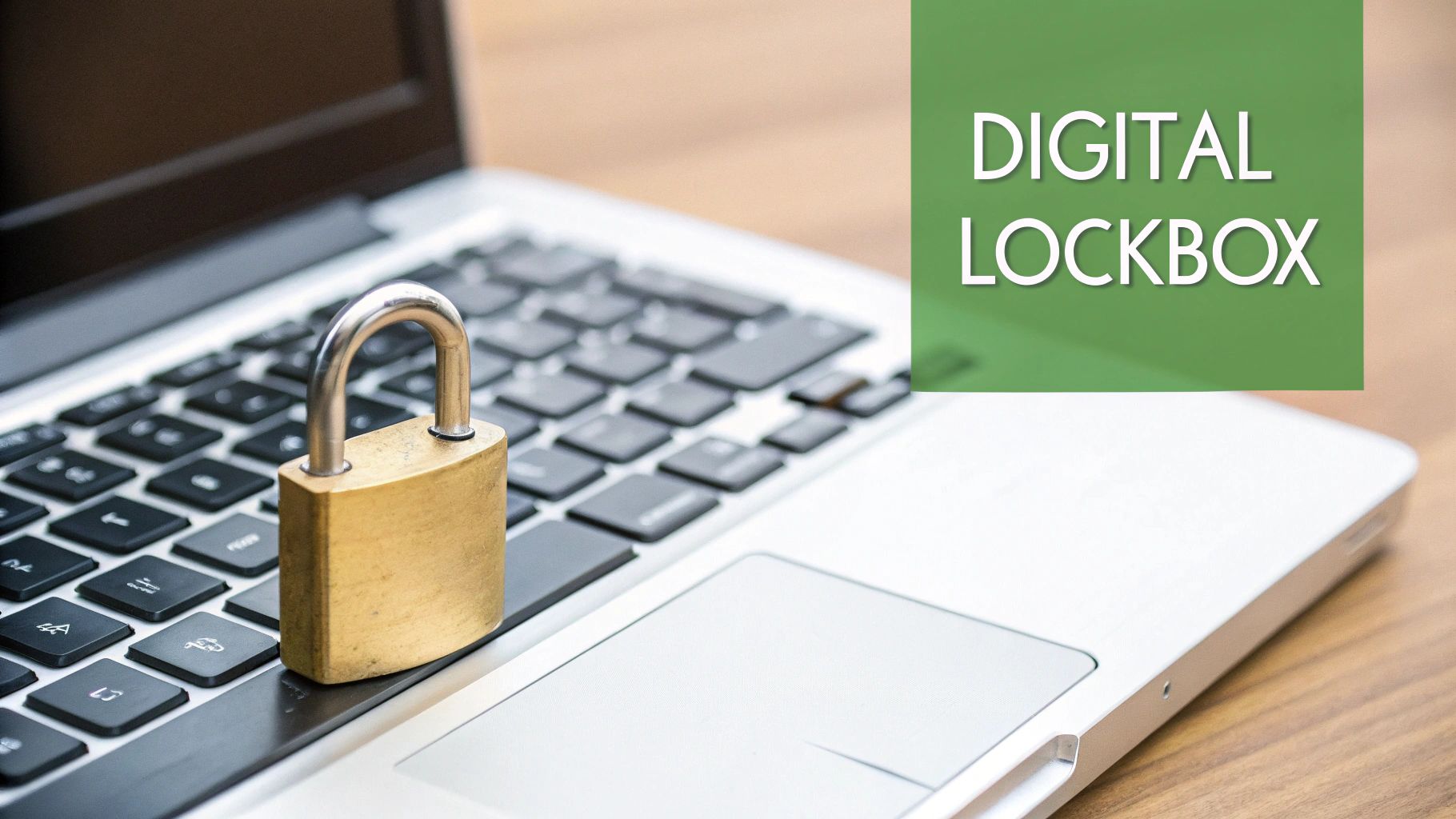 Illustration of a digital lock with binary code background.