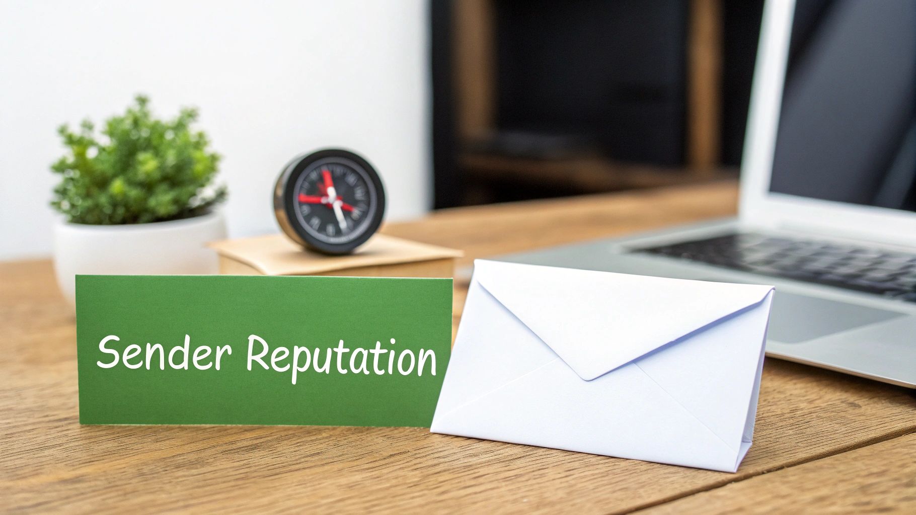 Woman looking at a laptop with a chart showing upward trend
