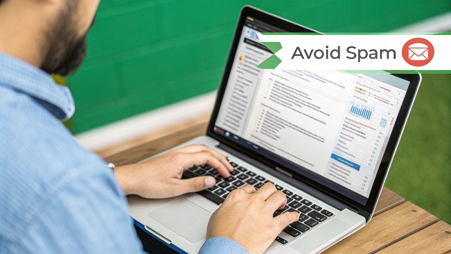 An email being analyzed for content quality before it gets sent to the recipient's inbox, highlighting elements like subject line, text, and images.
