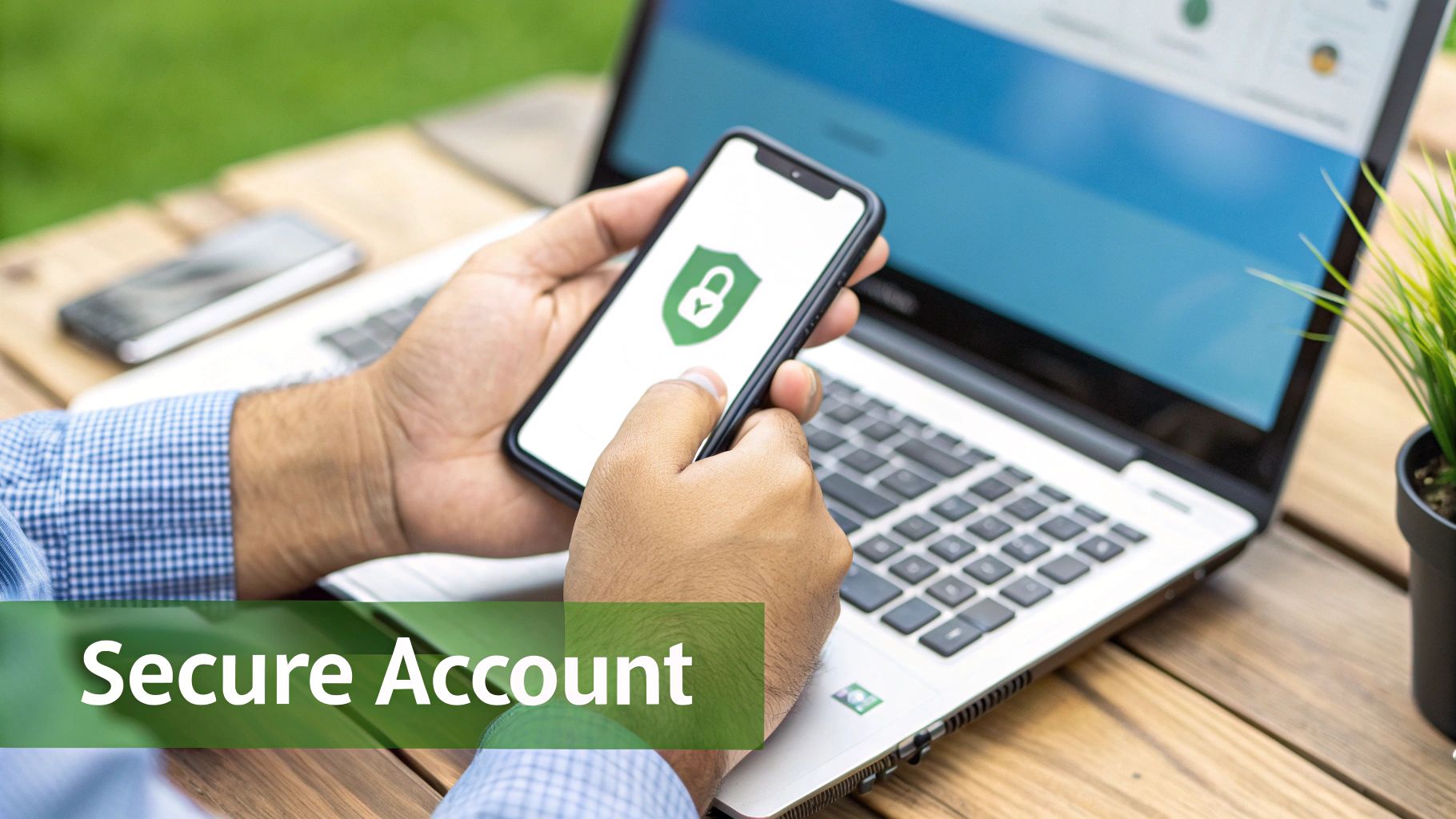 A digital illustration of a shield icon overlaying a secure server rack, symbolizing data protection and security.