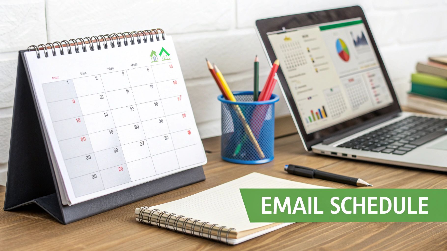 A calendar showing dedicated time blocks for checking email, illustrating the concept of scheduled email processing.