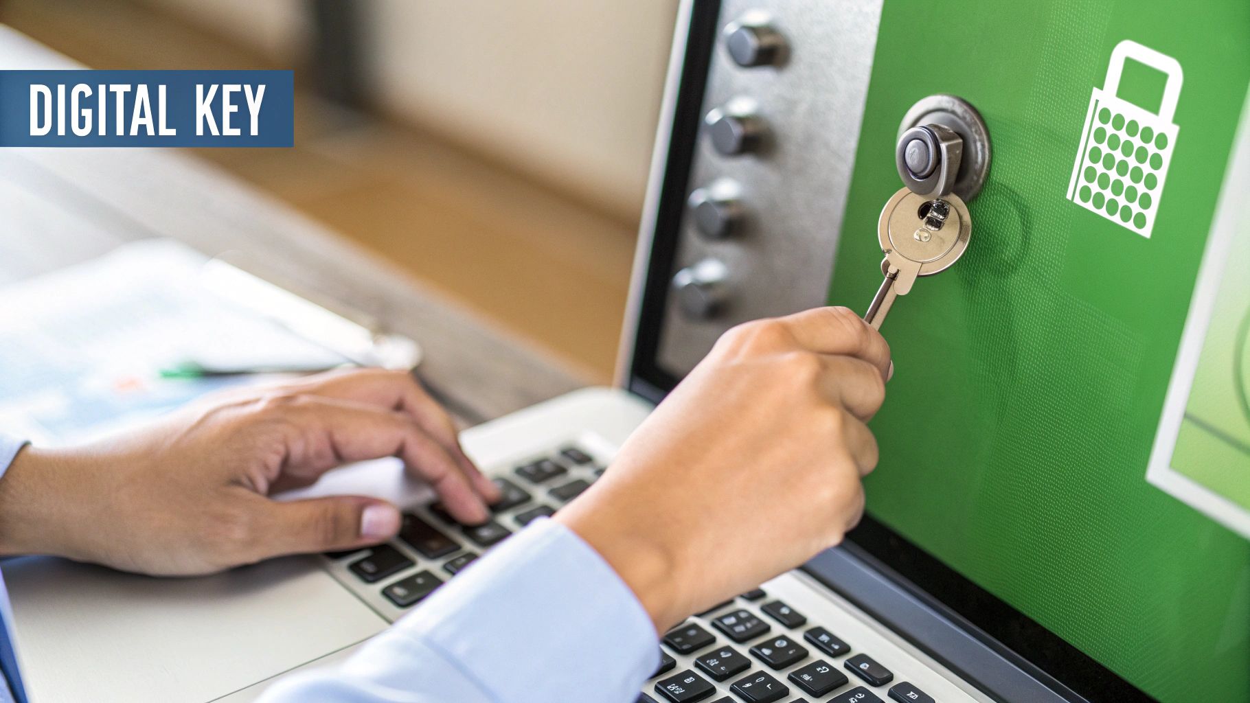 A padlock icon superimposed over an email envelope, symbolizing digital security