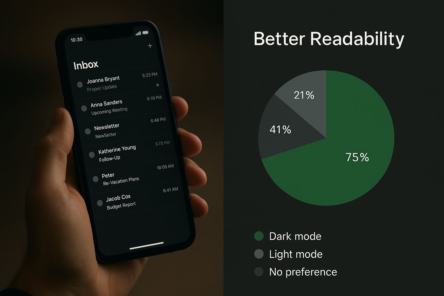 Infographic about dark mode email