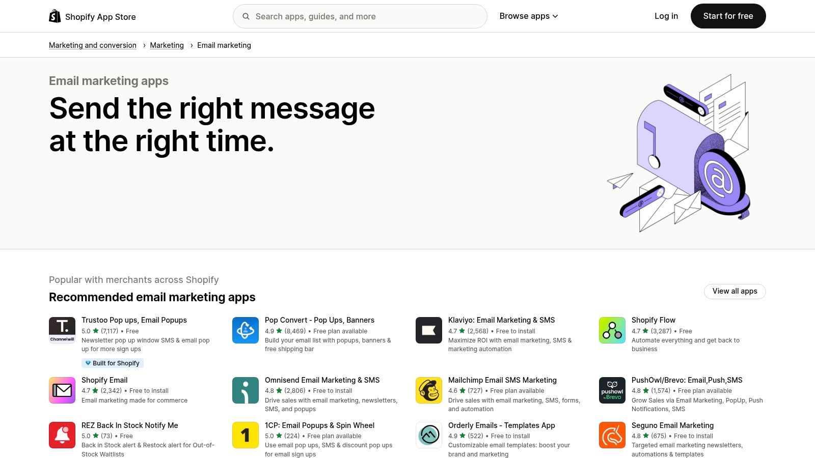 Shopify App Store – Email Marketing category