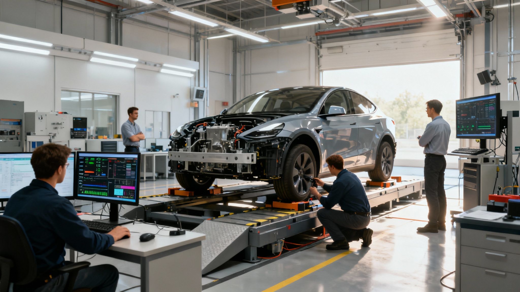 A quality assurance specialist analysing software on a computer screen, looking for bugs.