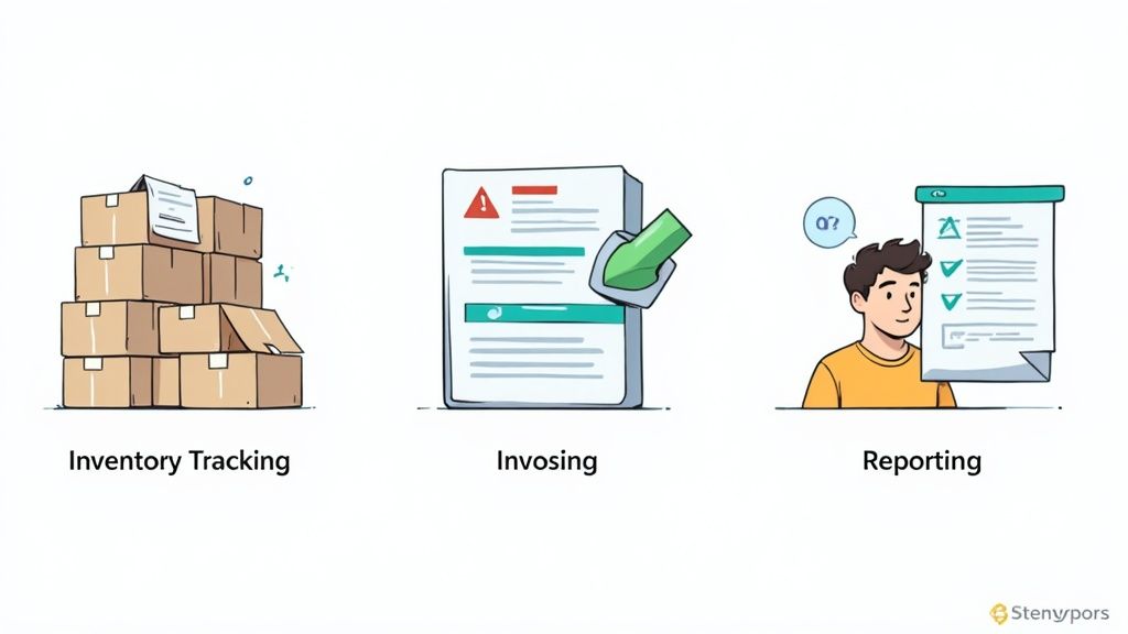 A team of diverse professionals collaborating in a modern office, symbolizing business growth and operational efficiency with ERP.