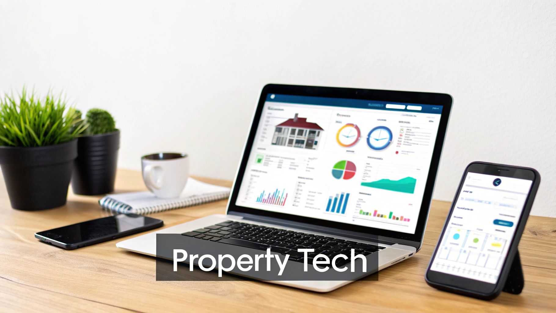 Screenshot of a modern property management software interface, showing a clean dashboard with key metrics.