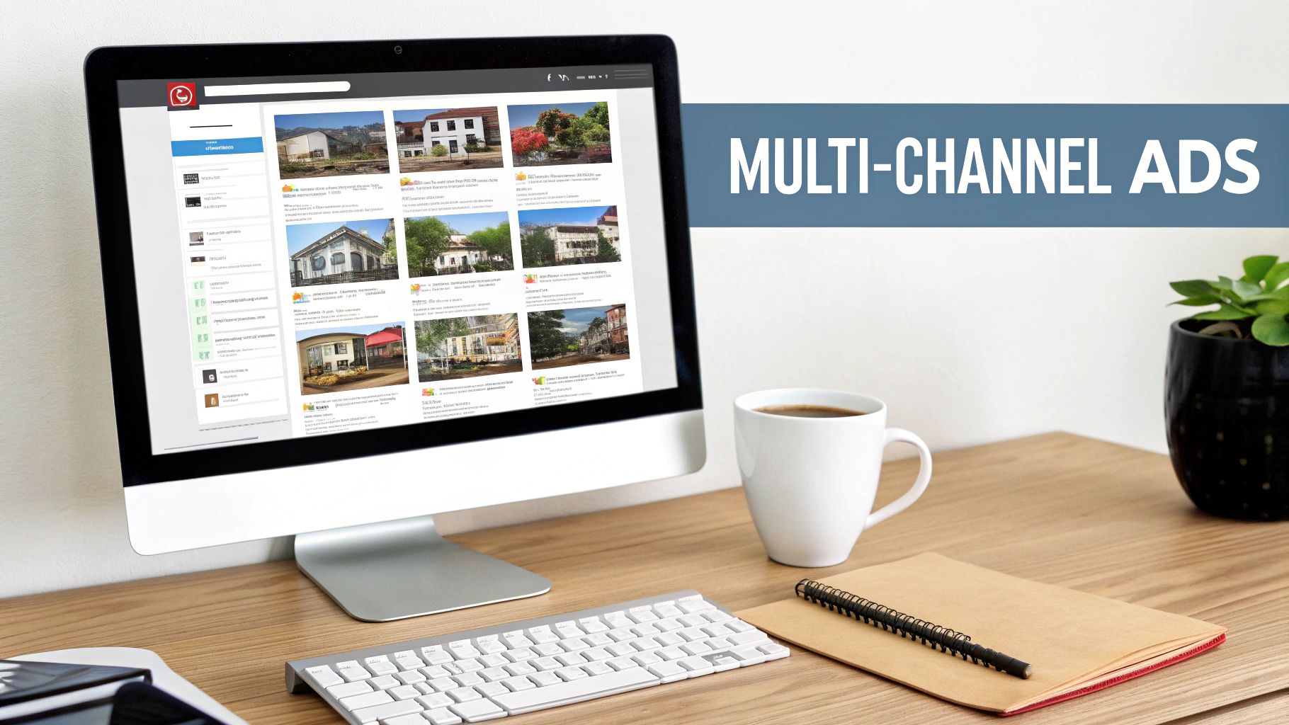 A person using a laptop and phone to browse rental listings, symbolizing the multi-channel approach to advertising a rental property.