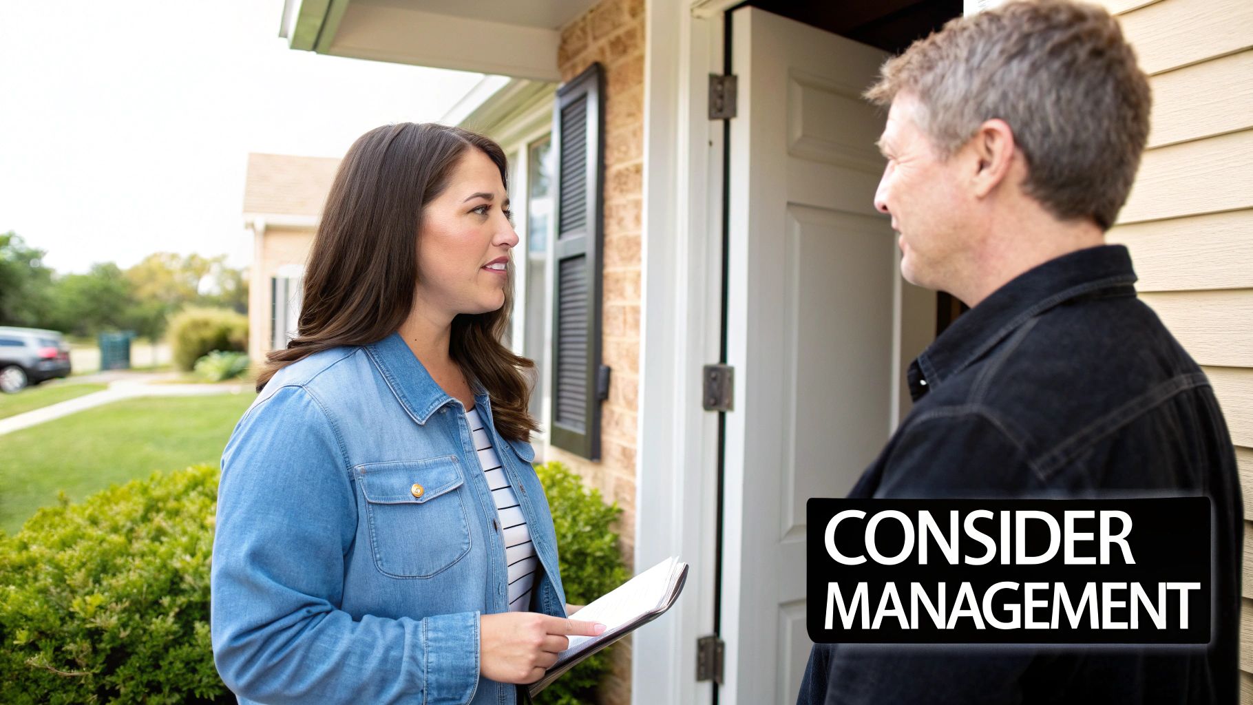 A property manager handing keys to a new tenant, symbolizing a smooth and professional rental process.