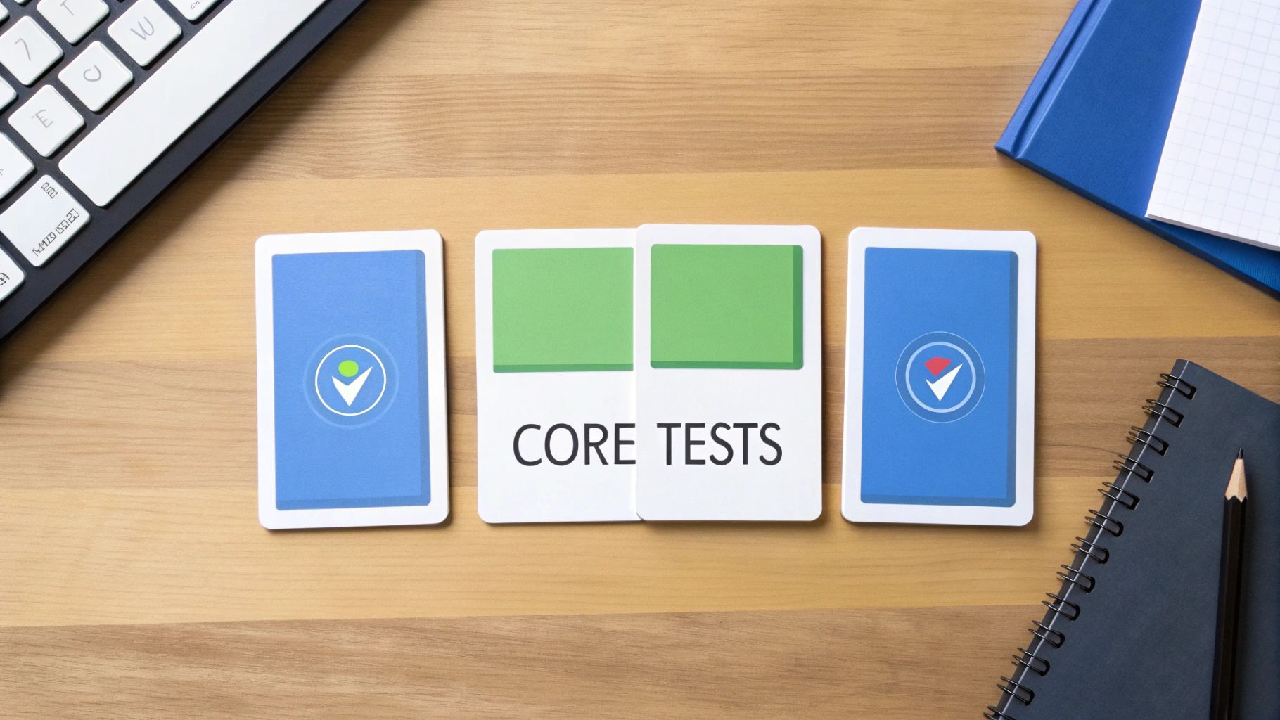 A diagram showing different testing types like Functional, Performance, and Security branching off a central point.