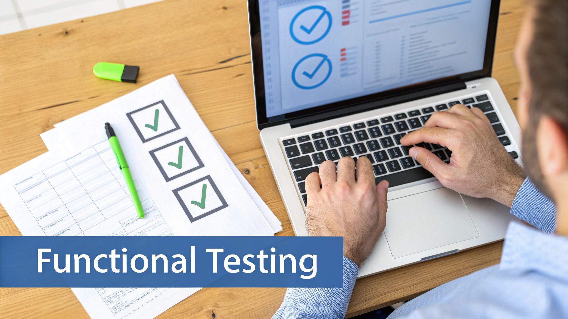 A detailed flowchart showing the functional testing process from requirements to execution
