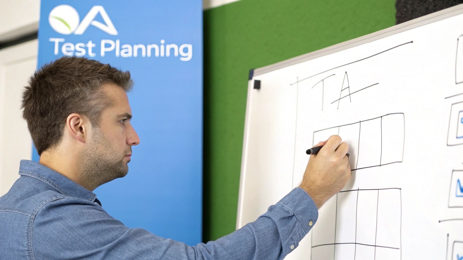 A developer looking intently at a computer screen showing performance graphs.