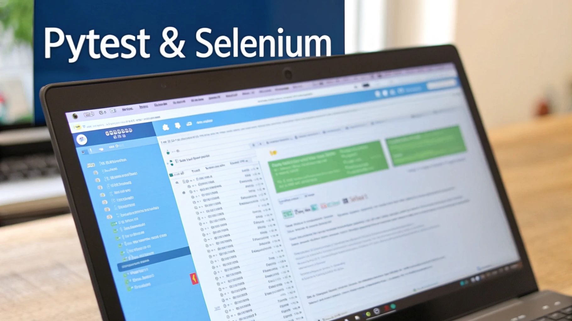 A screenshot of the Selenium website homepage, showing its logo and tagline "Selenium automates browsers. That's it!"