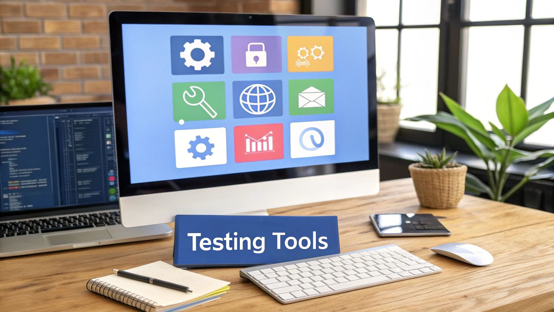 A developer at a desk with multiple monitors, comparing different software interfaces, symbolizing the process of choosing the right testing tool.
