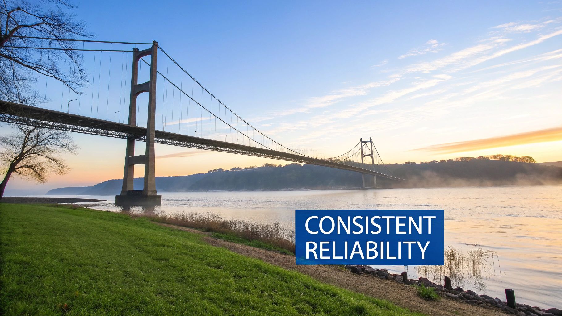 A sturdy bridge withstanding traffic and weather, illustrating software reliability