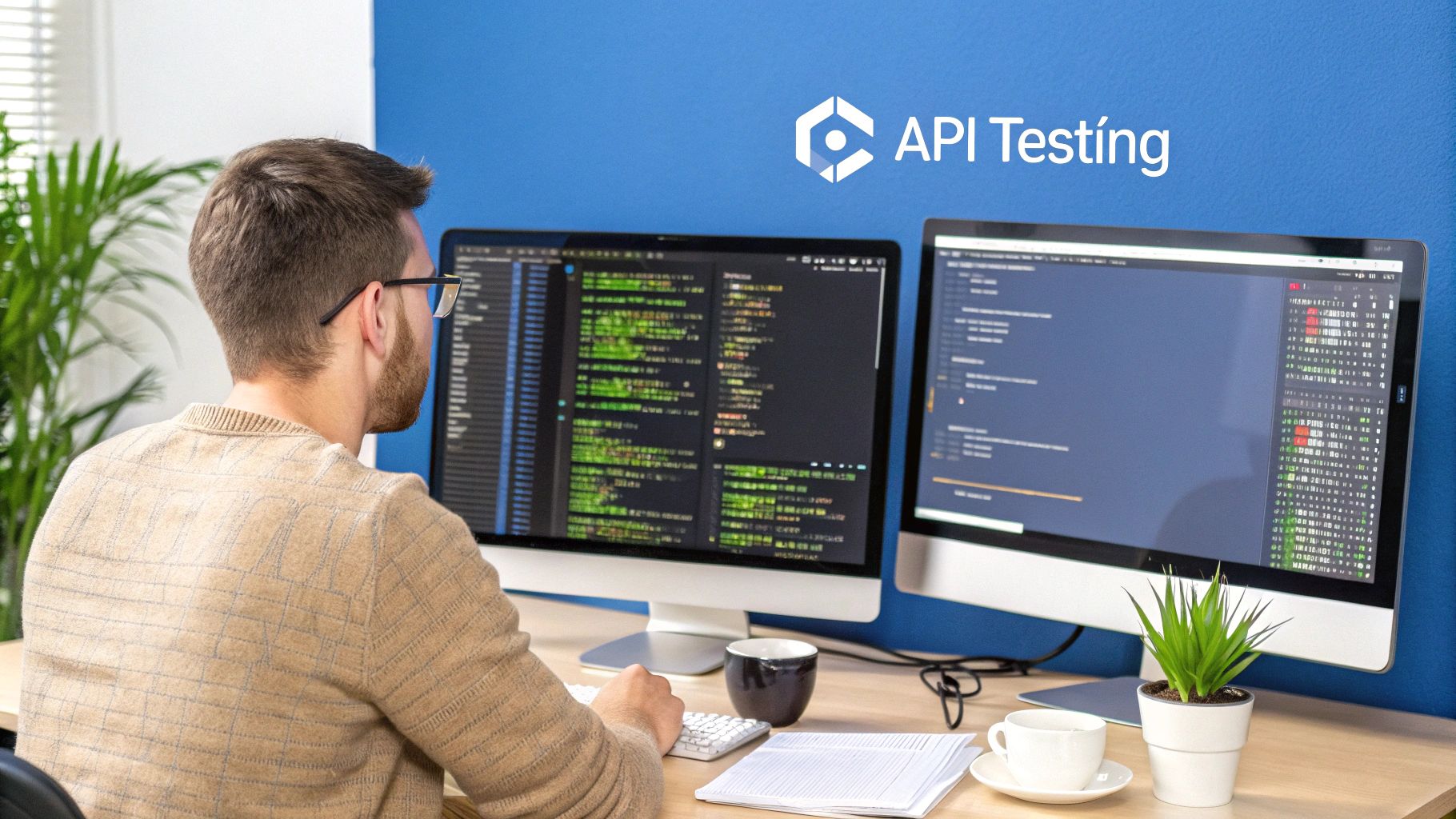 Programmer working on Rest Assured API testing code