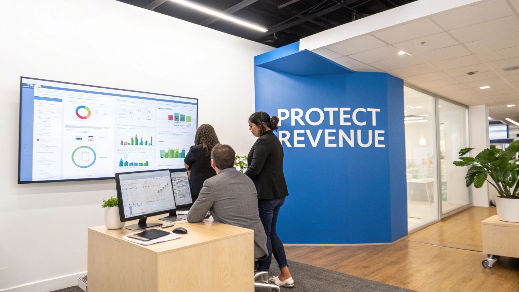 An illustration showing a positive brand reputation and revenue growth connected to reliable software