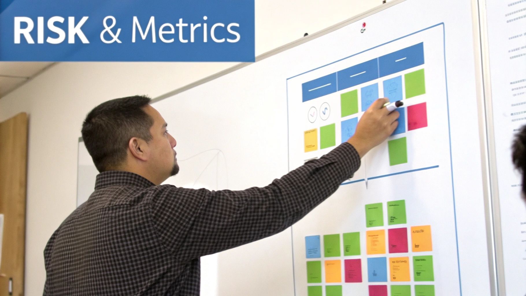 A dashboard showing risk metrics and success charts, symbolizing control over the testing process.